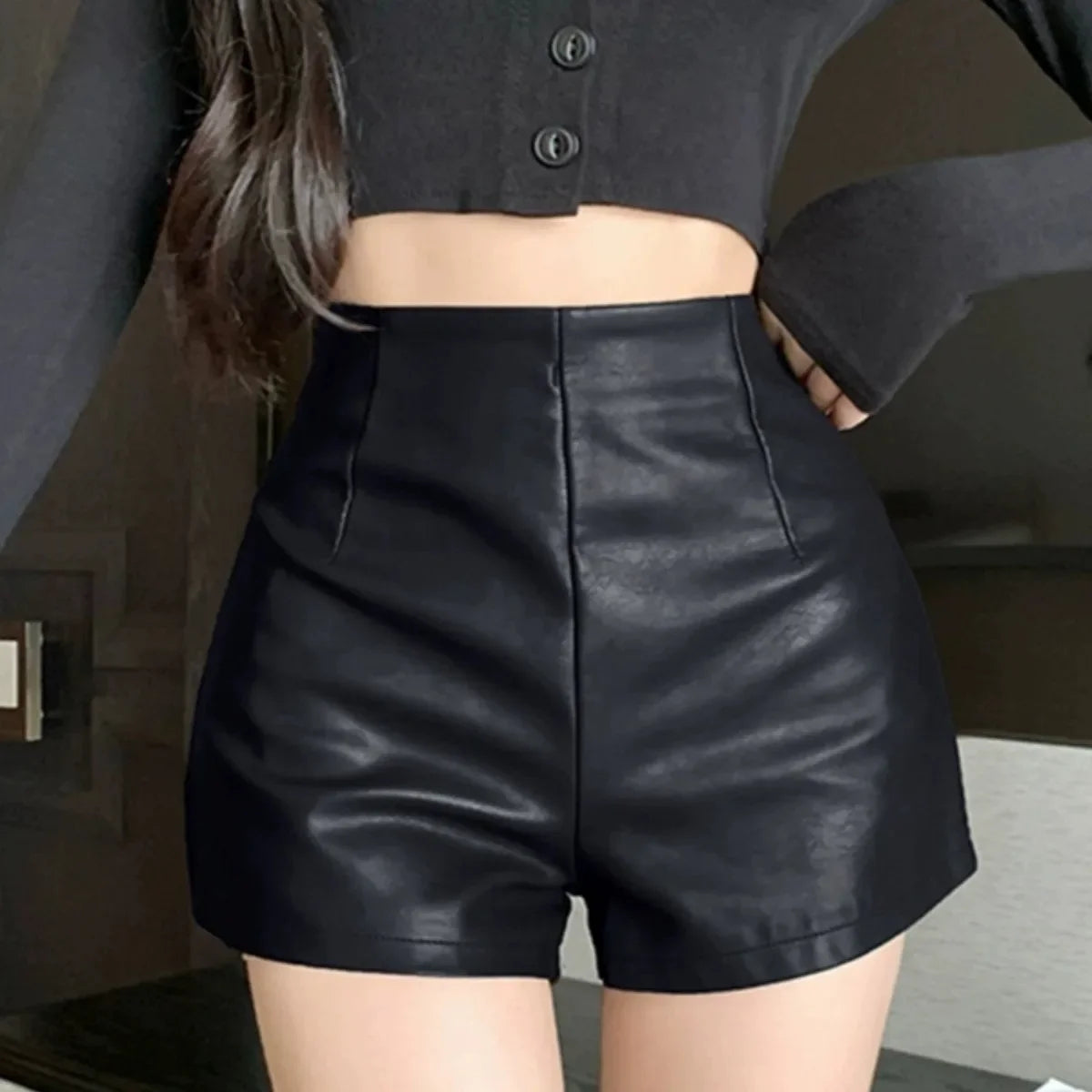 Black Leather Shorts